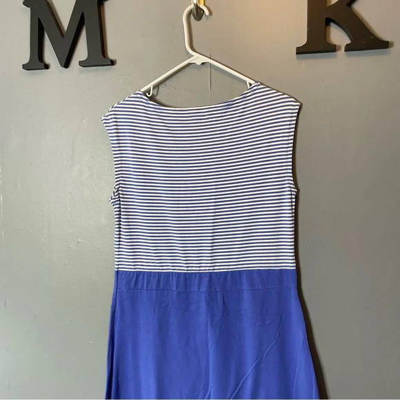 L.L. Bean blue stripe sleeveless tshirt dress size medium - Picture 7 of 9